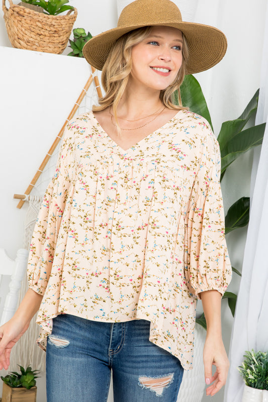 DIZZY FLORAL PEASANT BLOUSE