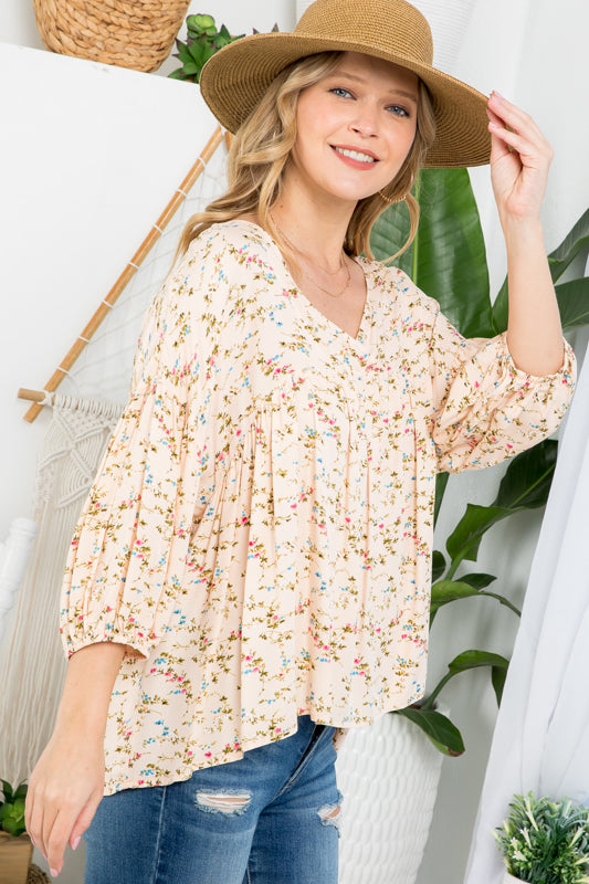 DIZZY FLORAL PEASANT BLOUSE