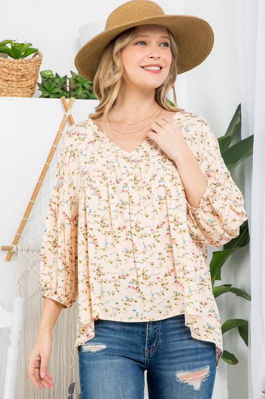 DIZZY FLORAL PEASANT BLOUSE