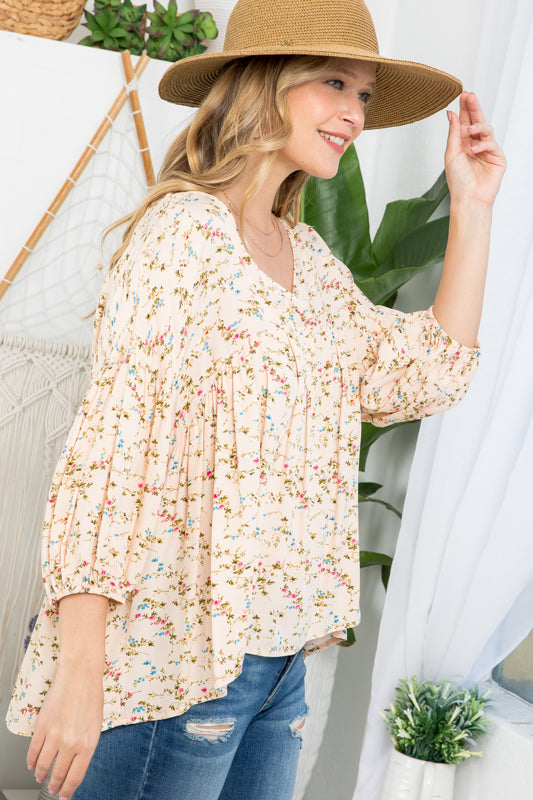 DIZZY FLORAL PEASANT BLOUSE