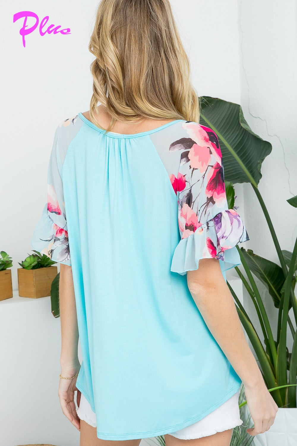 PLUS FLORAL MIX CASUAL BLOUSE TOP