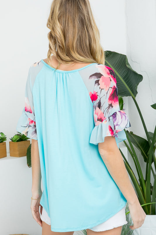 FLORAL MIX CASUAL BLOUSE TOP