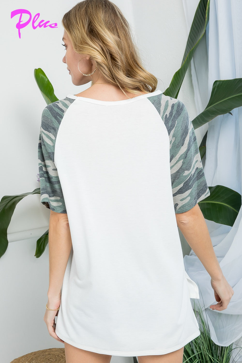 PLUS CAMOUFLAGE TERRY MIX BOXY TOP