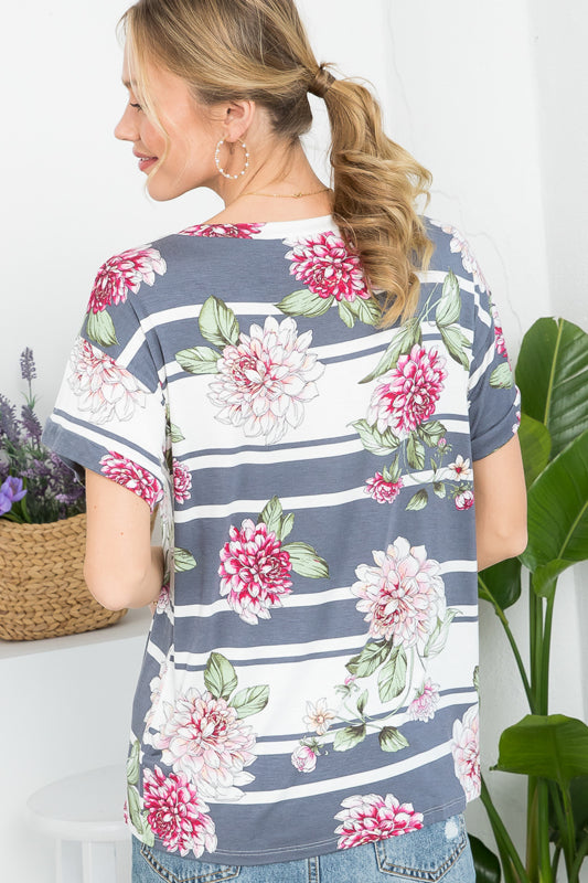 ALLOVER FLORAL CASUAL TOP