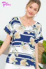 PLUS ALLOVER FLORAL CASUAL TOP