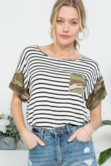 CAMOUFLAGE MIXED CASUAL BOXY TOP