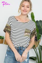 PLUS CAMOUFLAGE MIX CASUAL BOXY TOP