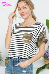 PLUS CAMOUFLAGE MIX CASUAL BOXY TOP