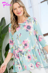 PLUS FLORAL BABYDOLL TUNIC TOP