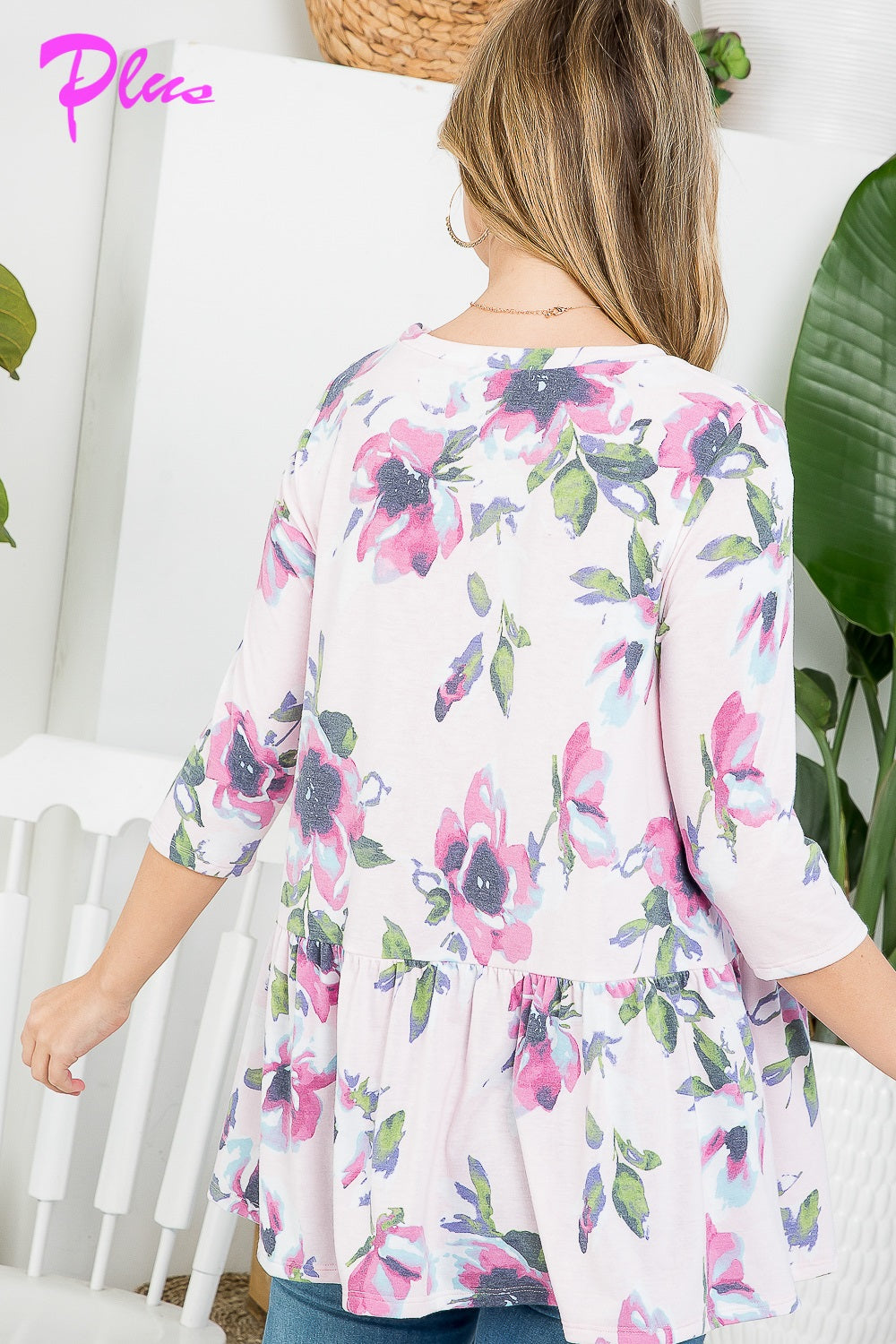 PLUS FLORAL BABYDOLL TUNIC TOP