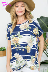 PLUS FLORAL CASUAL TUNIC TOP