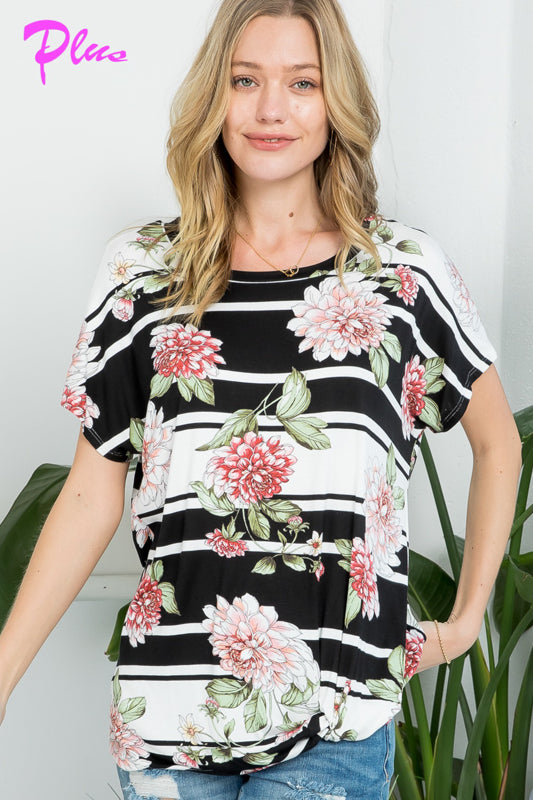 PLUS FLORAL CASUAL TUNIC TOP