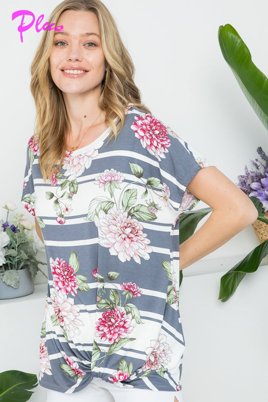 PLUS FLORAL CASUAL TUNIC TOP