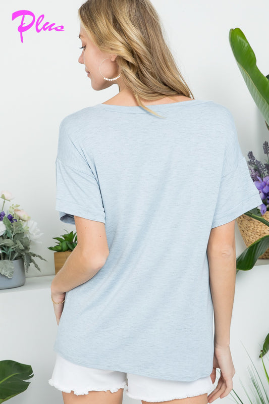 PLUS SEQUINCE POCKET BASIC BOXY TOP