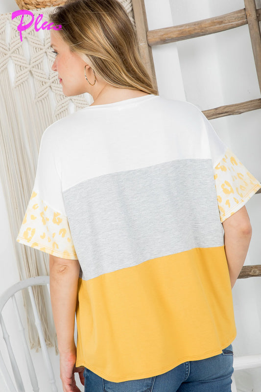 PLUS SOLID ANIMAL COLORBLOCK TOP