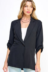 ROLL TAB SLEEVE OPEN BLAZER JACKET