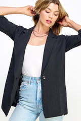 ROLL TAB SLEEVE OPEN BLAZER JACKET