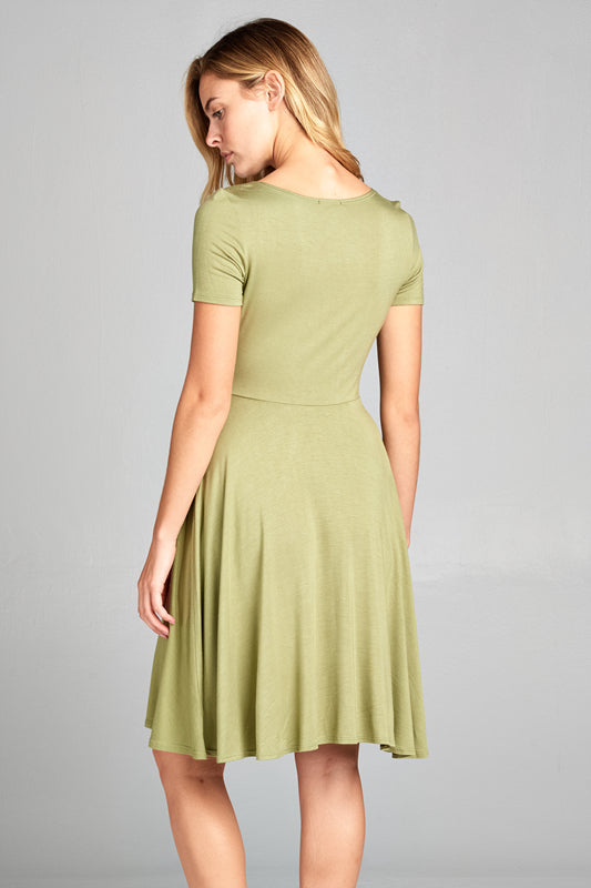 SURPLICE NECK LINE TIE DRESS