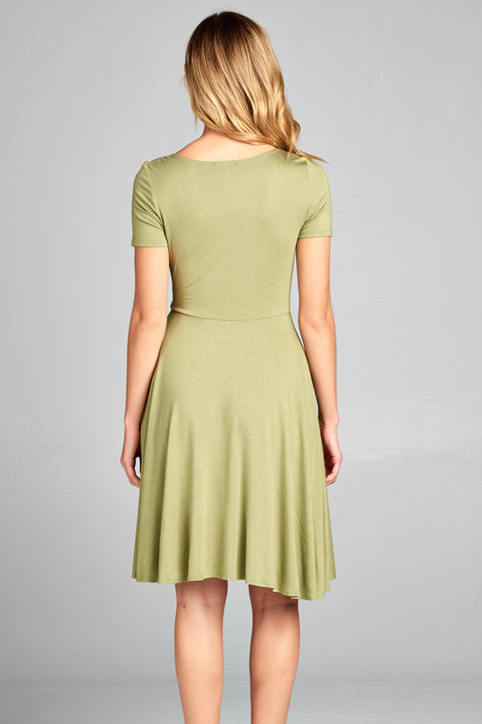 SURPLICE NECK LINE TIE DRESS