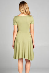 SURPLICE NECK LINE TIE DRESS