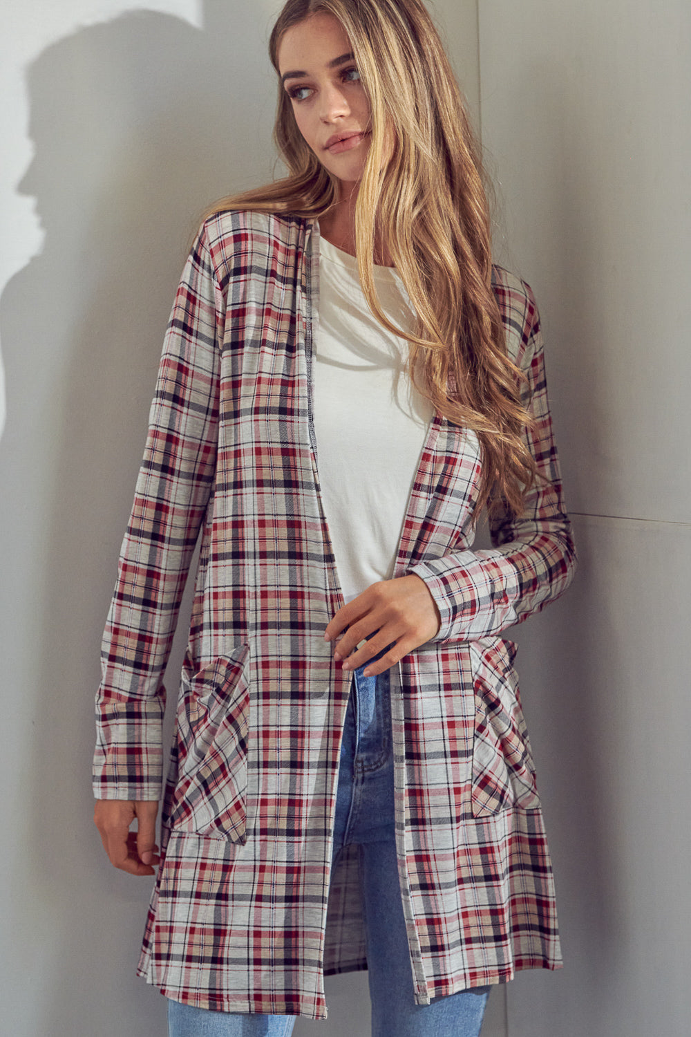 PLAID LONG CARDIGAN