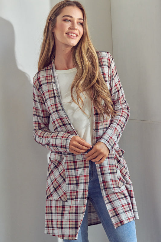 PLAID LONG CARDIGAN