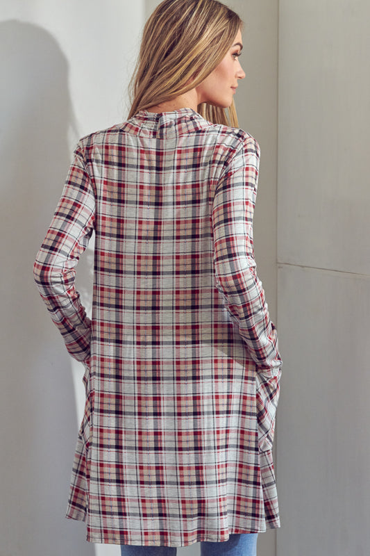 PLAID LONG CARDIGAN