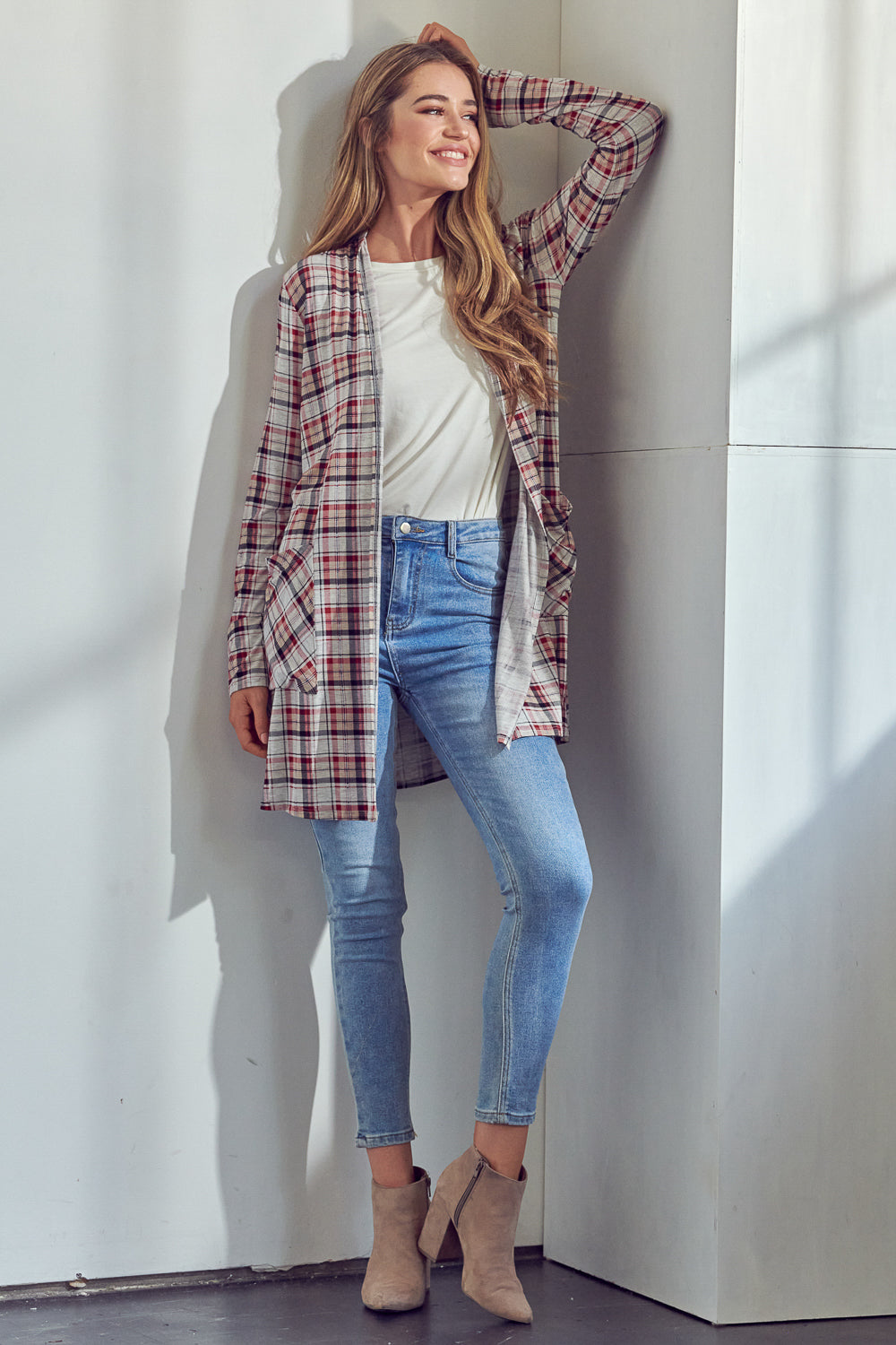 PLAID LONG CARDIGAN