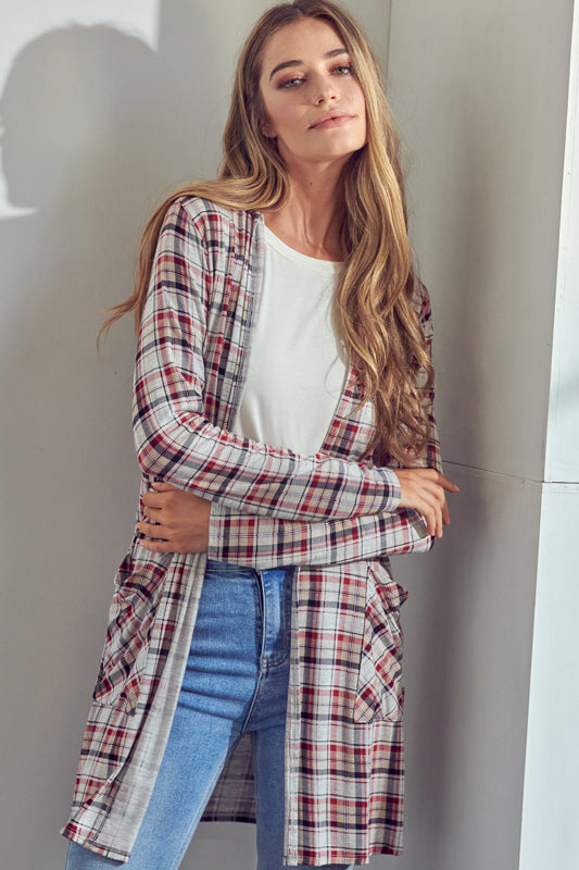 PLAID LONG CARDIGAN