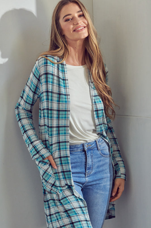 PLAID LONG CARDIGAN