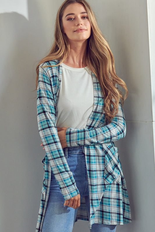 PLAID LONG CARDIGAN