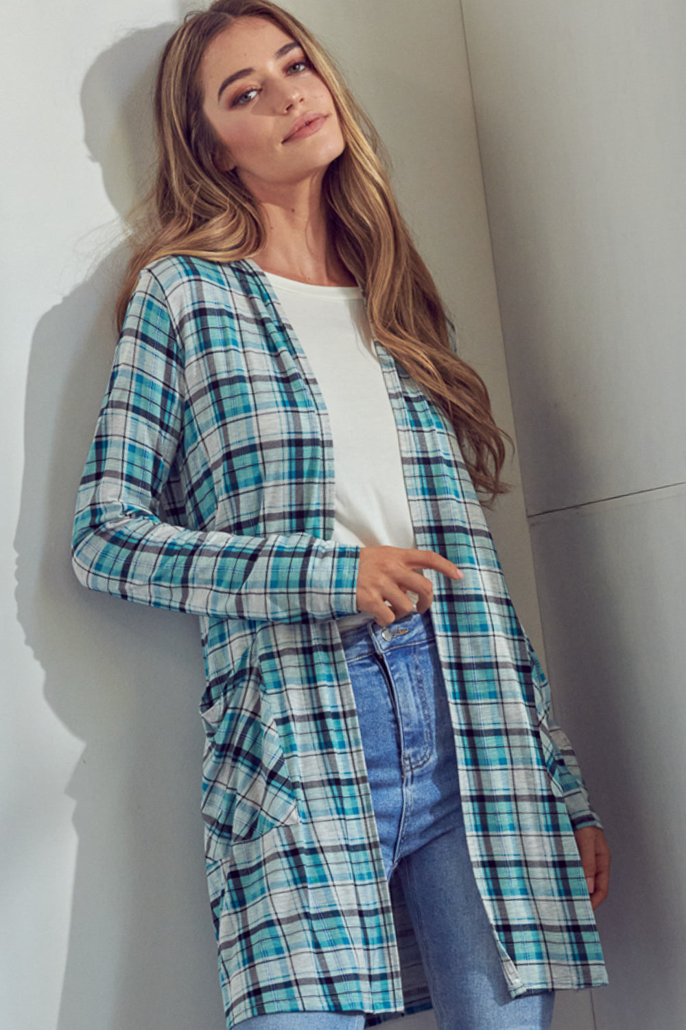 PLAID LONG CARDIGAN