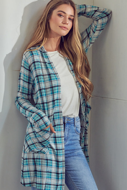 PLAID LONG CARDIGAN