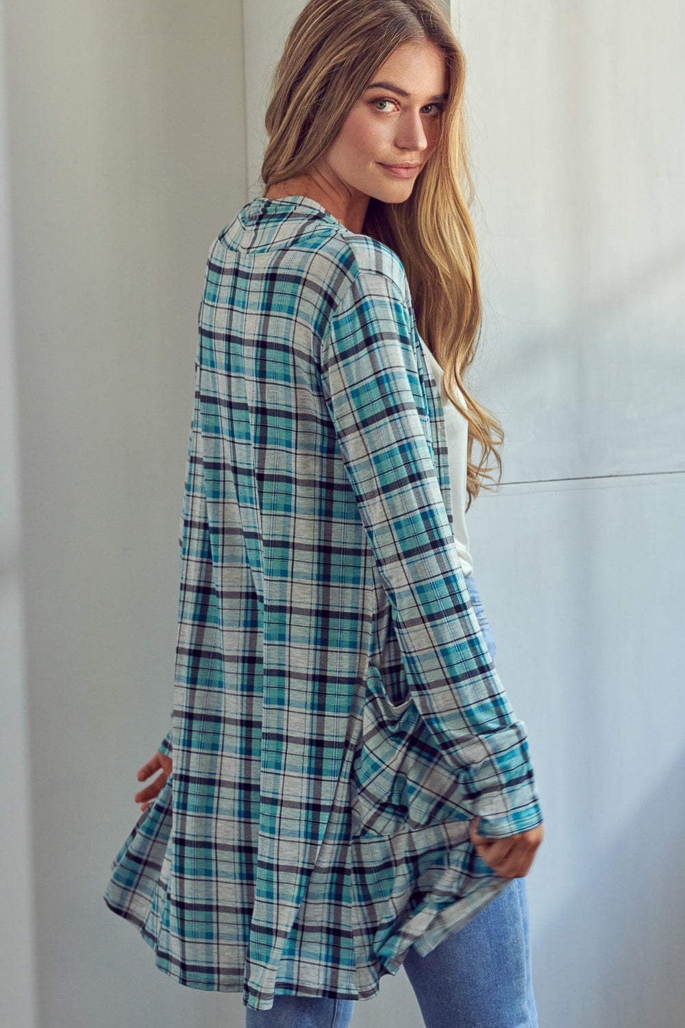 PLAID LONG CARDIGAN