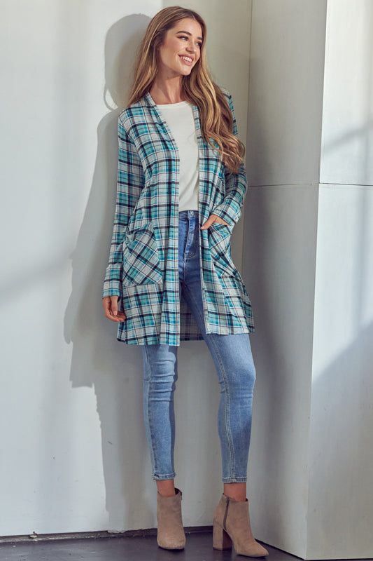 PLAID LONG CARDIGAN