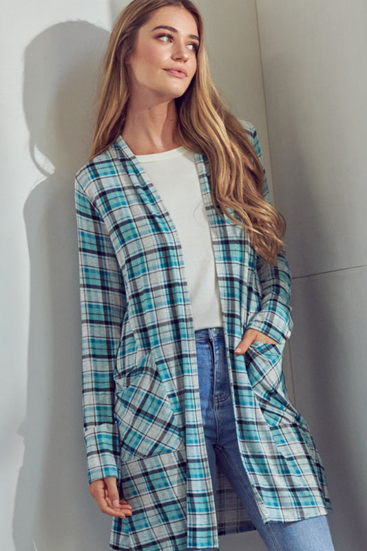 PLAID LONG CARDIGAN