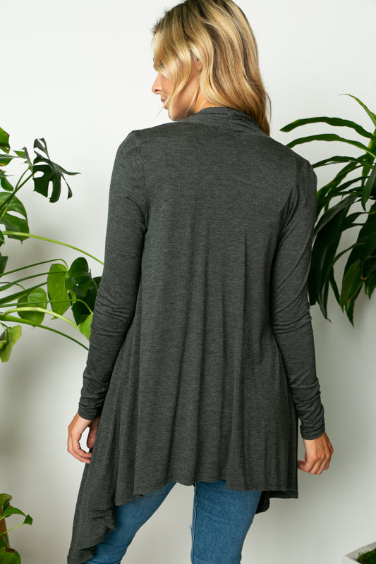 SOLID JERSEY CASCADE CARDIGAN