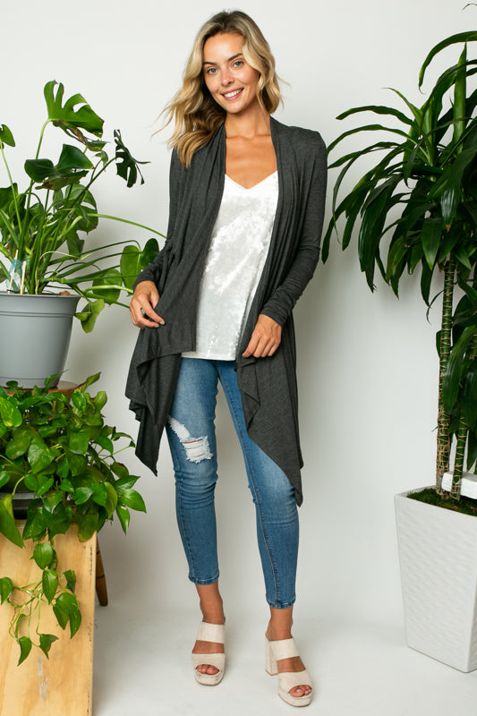 SOLID JERSEY CASCADE CARDIGAN