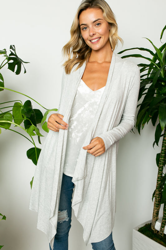 SOLID JERSEY CASCADE CARDIGAN