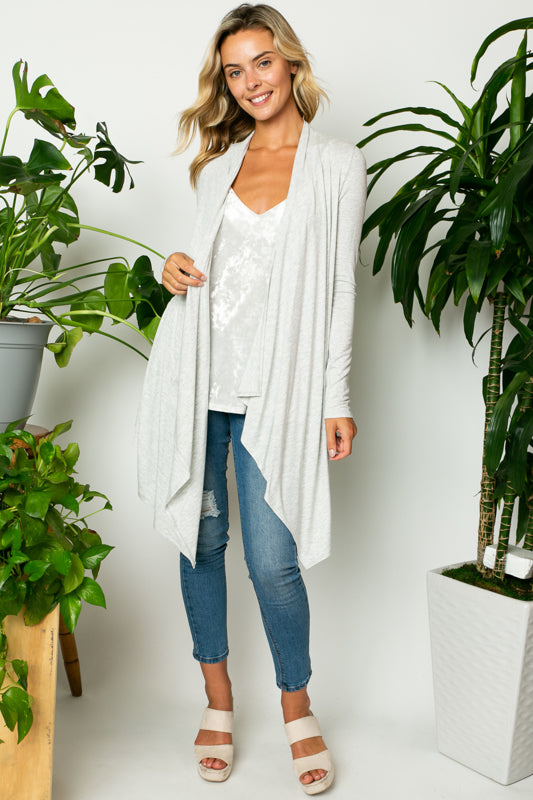 SOLID JERSEY CASCADE CARDIGAN