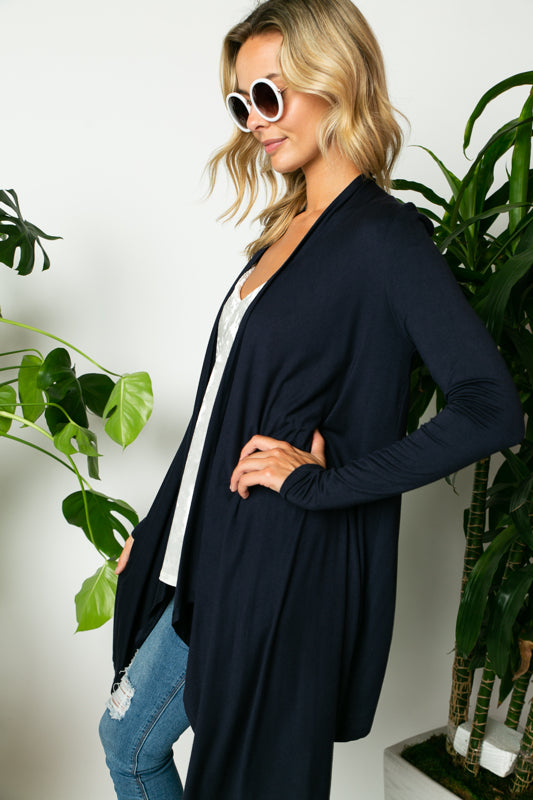 SOLID JERSEY CASCADE CARDIGAN