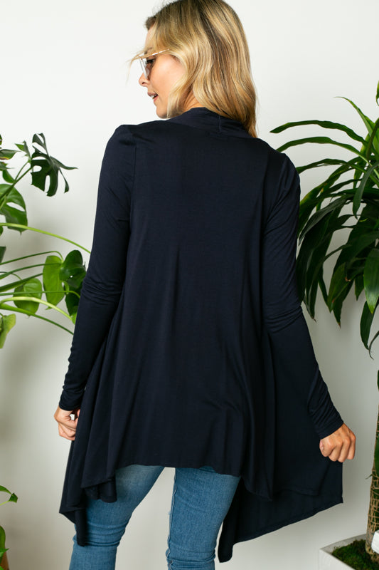 SOLID JERSEY CASCADE CARDIGAN