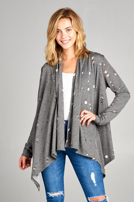 DISTRESSED CASCADE CARDIGAN