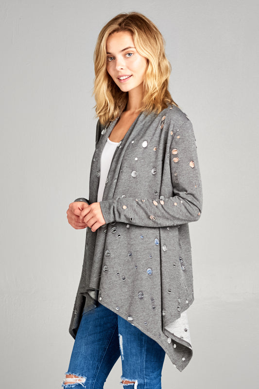 DISTRESSED CASCADE CARDIGAN