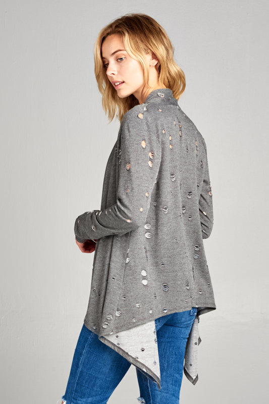 DISTRESSED CASCADE CARDIGAN