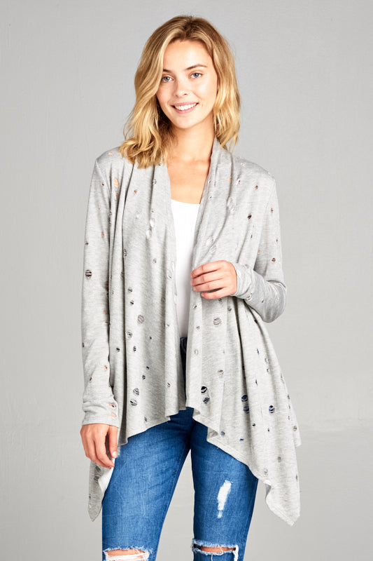 DISTRESSED CASCADE CARDIGAN