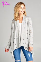 PLUS DISTRESSED CASCADE CARDIGAN