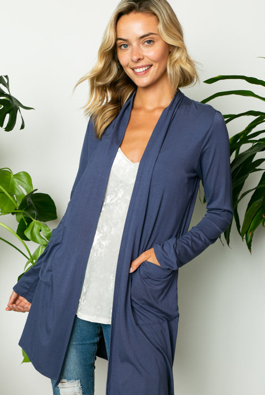 SOLID JERSEY CARDIGAN