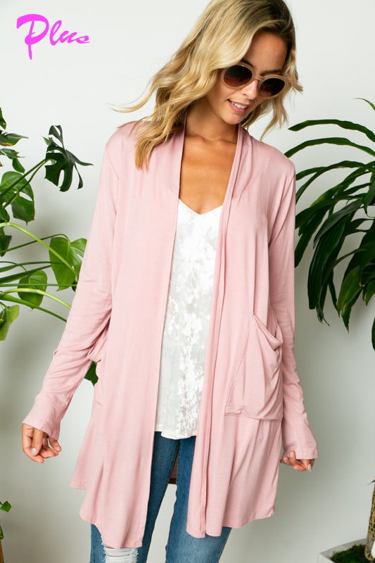 PLUS SOLID JERSEY CARDIGAN