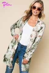 PLUS TIE DYE LONG CARDIGAN